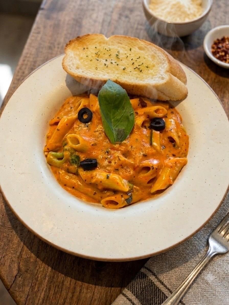 Penne in pink sauce